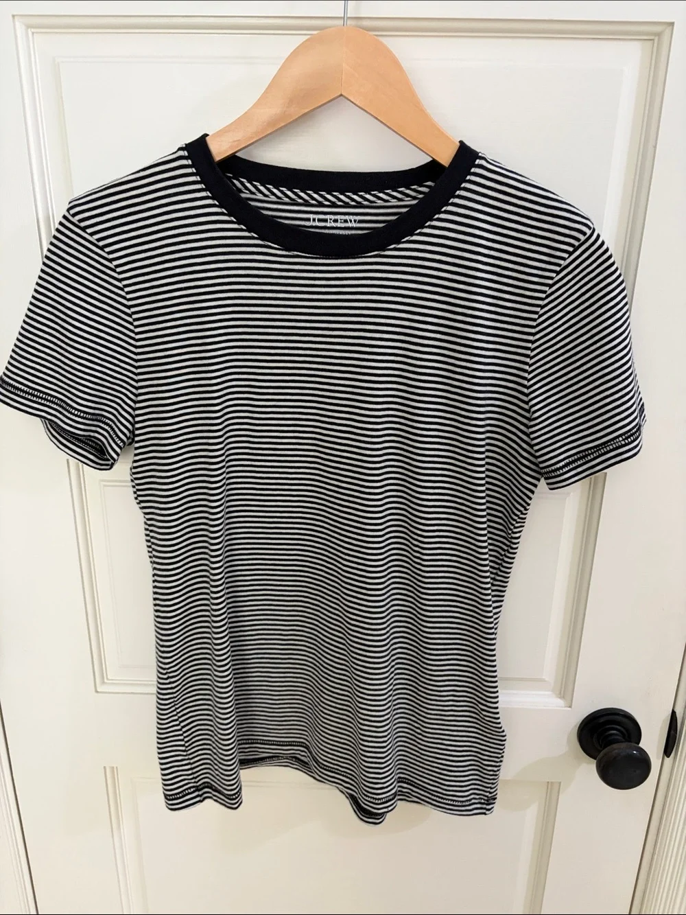 J Crew Vintage Jersey Classic Striped Black & White Crewneck T-Shirt